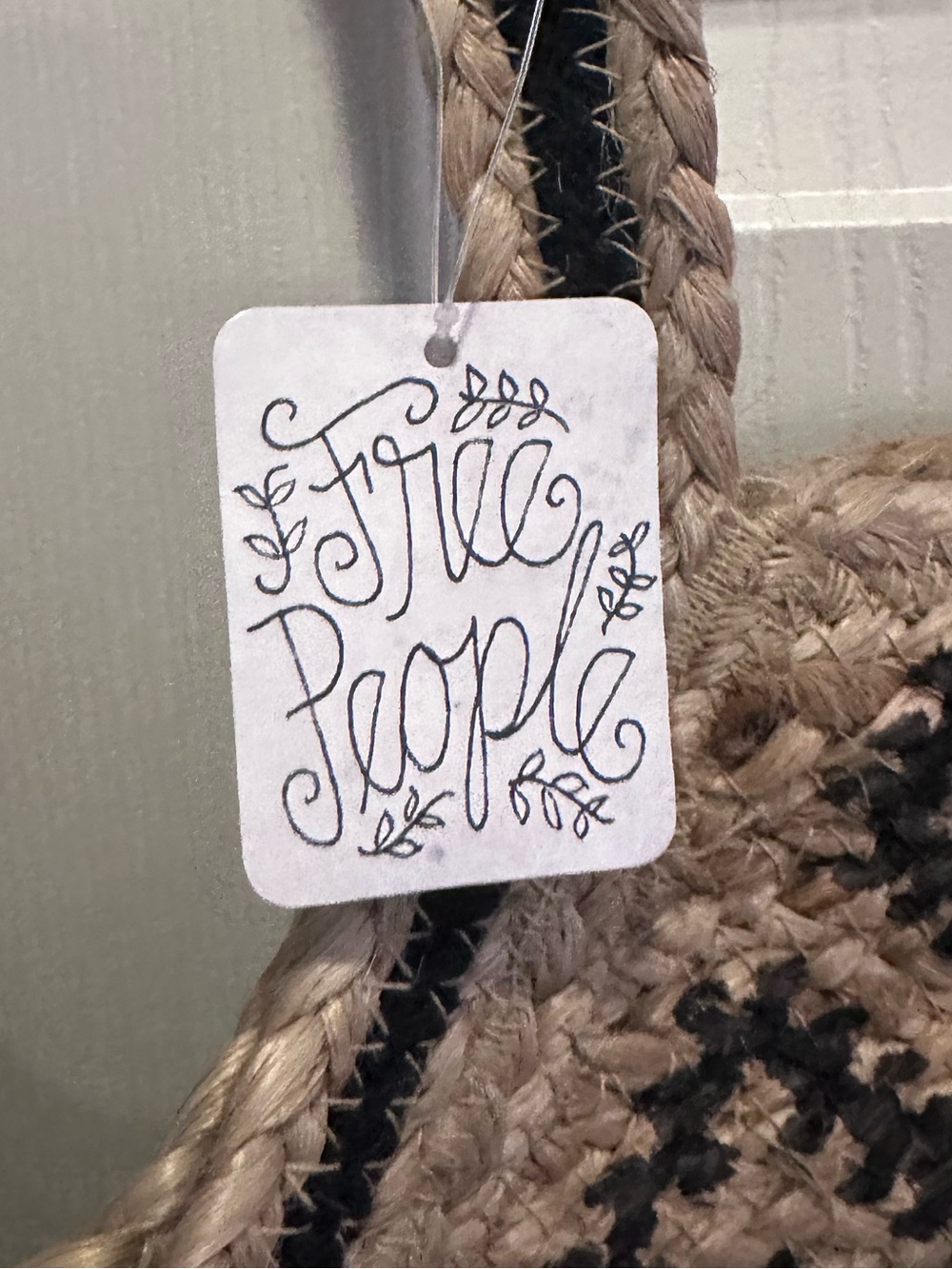Free People Eva Tote NWT Jute Sisal Print Woven Beach Summer Bohemian Carry All - Picture 6 of 11